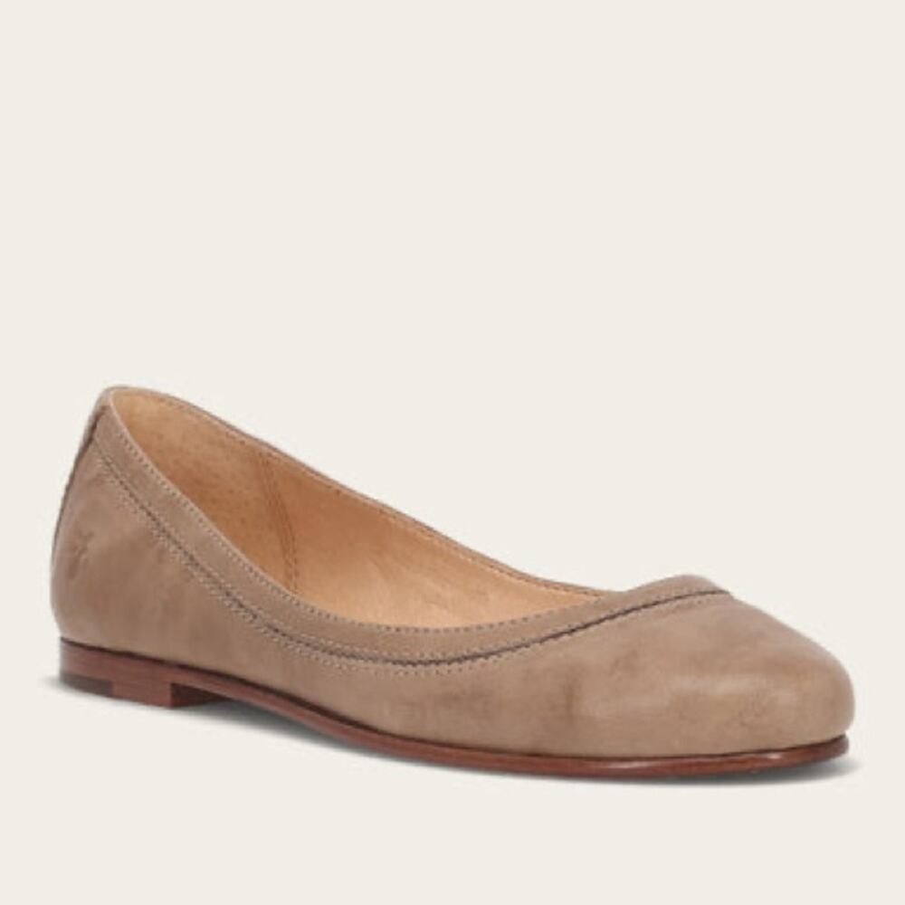 Frye Carson Round Toe Ballet Flats Light Tan Brown Leather Size 6.5
